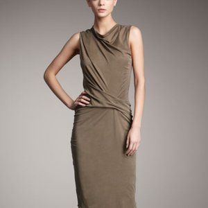Helmut Lang Cowl-Neck Draped Midi Dress Torrent cupro
